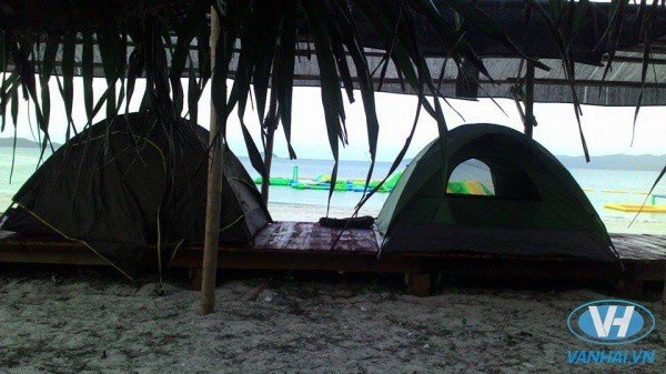 Du khách đến Cô Tô có thể ngủ lều ngay tại bãi biển