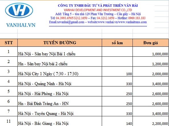 Bảng giá thuê xe Fuso Dcar Limousine 19 chỗ tại Hà Nội