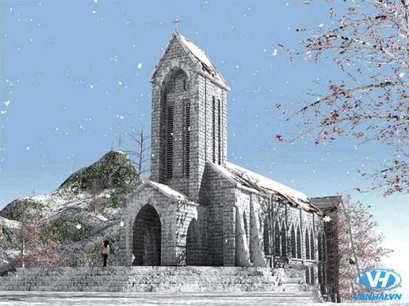 Chiêm ngưỡng khung cảnh nhà thờ đá Sapa mùa đông